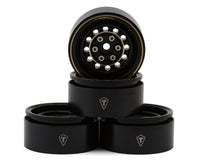 Treal Hobby 12-Hole 1.9" Brass Beadlock Crawler Wheels (Black/Gold) (4) (257g ea)