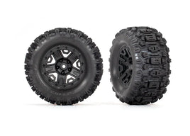 Traxxas Sledgehammer Tires on Black 2.8 Wheels 2WD Rustler or Stampede Rears