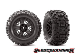 Traxxas Sledgehammer TSM Rated Tires on Black 2.8 Wheels Rustler and Hoss 4x4