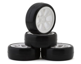 eXcelerate 1/10 Pre-Mounted Touring Car Carpet Tires (White) (4) w/12mm Hex Wheel