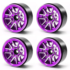 TREAL 1.9" Beadlock Wheel Rims (4pcs) for 1:10 RC Crawler Axial SCX10 III SCX10 II TRX-4 RC Car -Type L - Purple