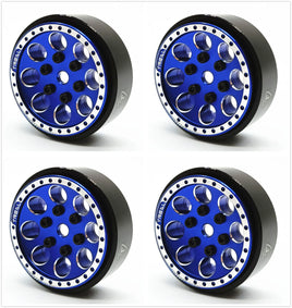 Treal 1.0 Beadlock Wheels (4P-Set) for Axial SCX24 1/24 Crawler Aluminum CNC Machined 11.2g - Blue