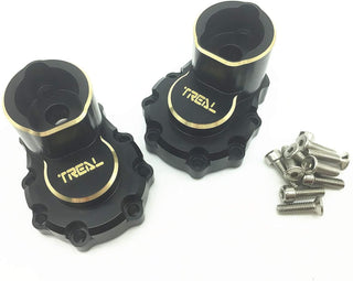 Treal Hobby Brass Rear Inner Portal Housing Covers for Traxxas TRX-4 (Black) (2) (42.75g)
