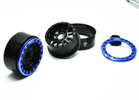 Treal 1.9 beadlock wheels (4P-Set) Alloy Crawler Wheels for 1:10 RC Scale Truck -Type D Black Blue