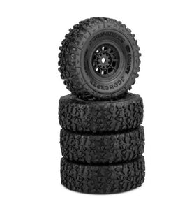JConcepts Tusk 1.0" Pre-Mounted Tires w/Hazard Wheel (Black) (4) (Gold) w/7mm Hex