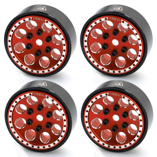 Treal 1.0 Beadlock Wheels (4P-Set) for Axial SCX24 1/24 Crawler Aluminum CNC Machined 11.2g - Red