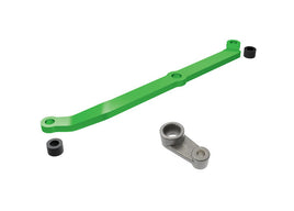 Traxxas Steering Link, 6061-T6 Aluminum (Green-Anodized)/ Servo Horn, Metal/ Spacers (2)/ 3x6mm CCS (with Threadlock) (1)/ 2.5x7mm SS (with Threadlock) (1)
