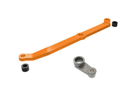 Traxxas Steering Link, 6061-T6 Aluminum (Orange-Anodized)/ Aervo Horn, Metal/ Spacers (2)/ 3x6mm CCS (with Threadlock) (1)/ 2.5x7mm SS (with Threadlock) (1)