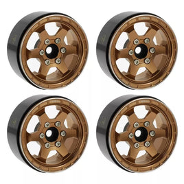 Treal 1.9" Aluminum Beadlock Wheels (4) Scale-Look Concave Six Spoke Rim Crawler Wheels for 1/10 RC Trucks - Copper