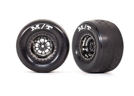 Traxxas Drag Slash Rear Pre-Mounted Tires & Weld Wheels (Black Chrome) (2)