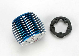 Traxxas Cooling head, PowerTune (machined aluminum, blue-anodized) (TRX 2.5 and 2.5R)