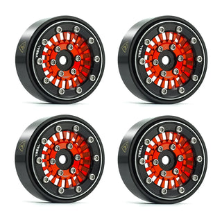 TREAL SCX24 Wheels 1.0'' Beadlock Wheels(4P) for 1/24 Micro RC SCX24 Bronco Gladiator C10 Deadbolt -Type C - Red