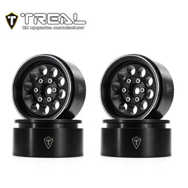 TREAL 1.9" Beadlock Wheels (4) 10-Hole Aluminum CNC Machined Wheels for SCX10 III TRX4 D90 1:10 RC Cars --Type F - Black