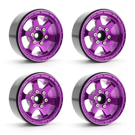 Treal 1.9" Aluminum Beadlock Wheels (4) Scale-Look Concave Six Spoke Rim Crawler Wheels for 1/10 RC Trucks - Purple