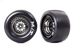 Traxxas Drag Slash Rear Pre-Mounted Sticky Tires (Black Chrome) (2) w/Weld Wheels & 12mm Hex