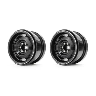 Treal Aluminium 2.2 Beadlock Wheels Rims (2)pcs Vintage Wheel Fit RC Crawler Mud Truck 2.2 Tires -Type B - Black
