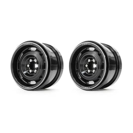 Treal Aluminium 2.2 Beadlock Wheels Rims (2)pcs Vintage Wheel Fit RC Crawler Mud Truck 2.2 Tires -Type B - Black