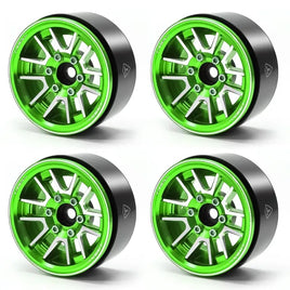 Treal 1.9" Beadlock Wheel Rims (4pcs) for 1:10 RC Crawler Axial SCX10 III SCX10 II TRX-4 RC Car -Type L - Green