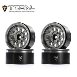TREAL 1.9" Beadlock Wheels (4) 10-Hole Aluminum CNC Machined Wheels for SCX10 III TRX4 D90 1:10 RC Cars --Type F - Grey