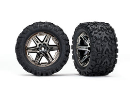 Traxxas Rustler Talon EXT 2.8" Pre-Mounted Tires w/RXT Wheels (2) (Black Chrome) (2wd Electric Rear)