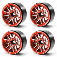 Treal 1.9" Beadlock Wheel Rims (4pcs) for 1:10 RC Crawler Axial SCX10 III SCX10 II TRX-4 RC Car -Type L - Red
