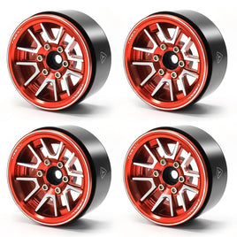 Treal 1.9" Beadlock Wheel Rims (4pcs) for 1:10 RC Crawler Axial SCX10 III SCX10 II TRX-4 RC Car -Type L - Red
