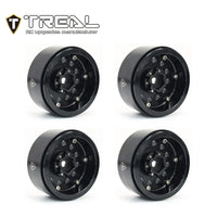 Treal Metal 1.9 Beadlock Wheel Rims 4pcs Vintage Design Wheel Hub for Wagon Wheel 1:10 RC Crawler -Type I - Black