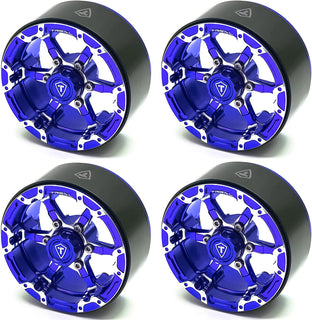 Treal 1.9 Beadlock Wheels 1.9 inch Wheels (4P) CNC Machined for 1:10 RC Crawlers Axial SCX10 III TRX4 Redcat Gen8 - Blue
