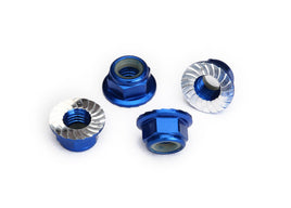 Traxxas 5mm Aluminum Flanged Nylon Locking Nuts (Blue) (4)