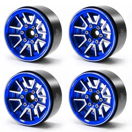 Treal 1.9" Beadlock Wheel Rims (4pcs) for 1:10 RC Crawler Axial SCX10 III SCX10 II TRX-4 RC Car -Type L - Blue
