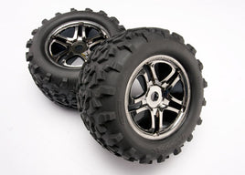 Traxxas Maxx Tires 3.8" Pre-Mounted Tires w/Split Spoke Wheels (2) (Black) 17mm Splined Hex