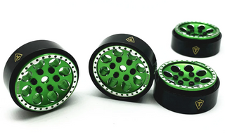 Treal 1.0 Beadlock Wheels (4P-Set) for Axial SCX24 with Brass Rings Weighted 22.4g-B Type - Green-Silver