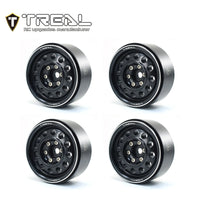 Treal Metal 1.9 Beadlock Wheel Rims 4pcs Vintage Design Wheel Hub for Wagon Wheel 1:10 RC Crawler -Type I - Black