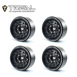 Treal Metal 1.9 Beadlock Wheel Rims 4pcs Vintage Design Wheel Hub for Wagon Wheel 1:10 RC Crawler -Type I - Black