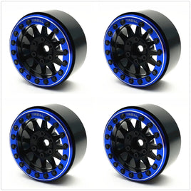 Treal 1.9 beadlock wheels (4P-Set) Alloy Crawler Wheels for 1:10 RC Scale Truck -Type D Black Blue