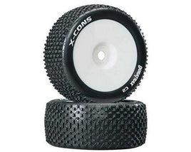 Duratrax X-Cons 1/8 Mounted Truggy Tire (White) (2) (Zero Offset) w/17mm Hex