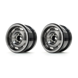 Treal Aluminium 2.2 Beadlock Wheels Rims (2)pcs Vintage Wheel Fit RC Crawler Mud Truck 2.2 Tires -Type B - Gray