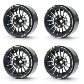 TREAL 1.9" Beadlock Wheels (4) Multi Spoke Rim Crawler Wheels for 1/10 SCX10 III TRX-4 RC Trucks-Type J - Black